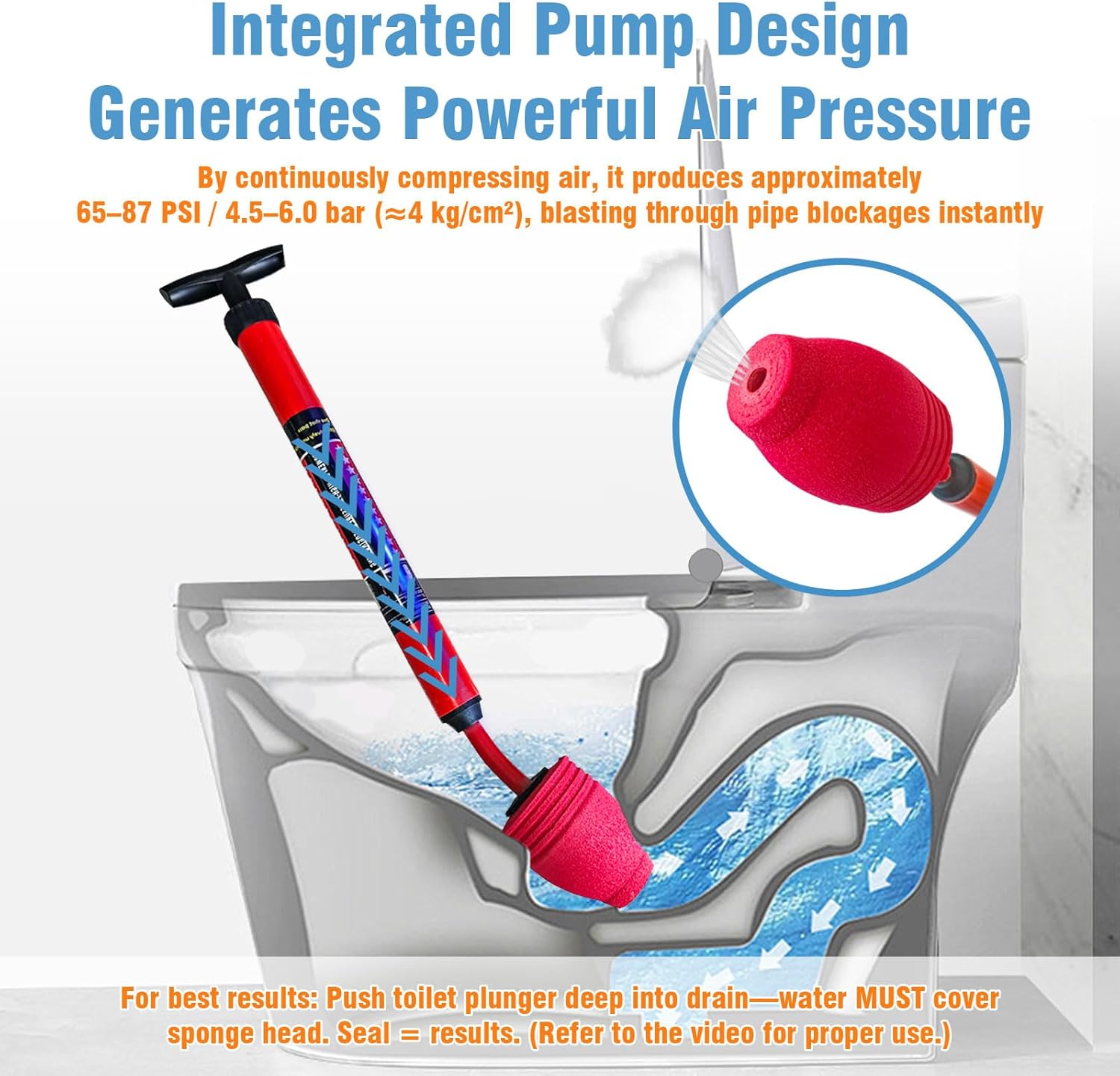 High-Pressure Plungers for Bathroom, Toilet Brush and Plunger Set